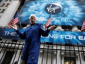 Sir Richard Branson stands outside the New York Stock Exchange (NYSE) ahead of the Virgin Galactic (SPCE) IPO in New York, U.S., October 28, 2019.