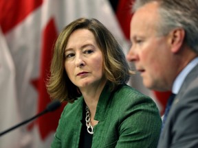 Bank of Canada Senior Deputy Governor Carolyn Wilkins at a news conference with Governor Stephen Poloz in May 2019.