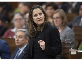 Deputy Prime Minister and Minister of Intergovernmental Affairs Chrystia Freeland responds to a question during Question Period in the House of Commons Monday March 9, 2020 in Ottawa.