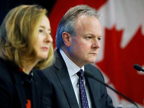 Bank of Canada Governor Stephen Poloz and Senior Deputy Governor Carolyn Wilkins at a press conference in January. The central bank is now conducting teleconferences during the coronavirus crisis.