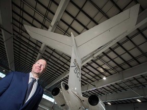 Bombardier President and CEO Alain Bellemare seen with the company’s Global 7500 in Toronto.