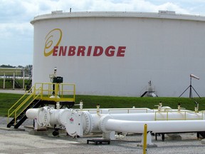 A tank farm at the Enbridge pipelines terminal in Sarnia, Ont.