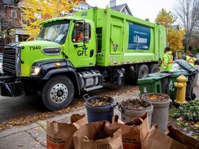A truck from Canadian waste management company GFL Environmental Inc, which raised about US$1.4 billion in its initial public offering, makes its rounds through a neighbourhood in Toronto, Ontario.
