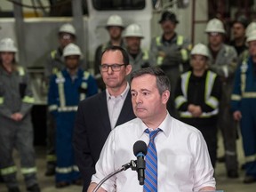 Premier Jason Kenney and Lars De Pauw, executive director, Orphan Well Association, announced a $100-million loan to the Orphan Well Association to create about 500 jobs to clean up orphaned wells across Alberta.