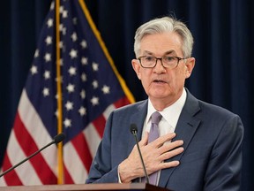 U.S. Federal Reserve Chairman Jerome Powell speaks to reporters after the Federal Reserve cut interest rates in an emergency move designed to shield the world's largest economy from the impact of the coronavirus, during a news conference in Washington, U.S. Tuesday.