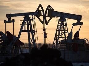 Oil pumpjacks in Russia.