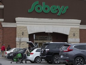 Sobeys has started to install protective barriers around cashiers at their stores to protect their employees from Covid-19,  on Saturday March 21, 2020.