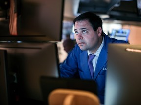 A trader on the floor of the New York Stock Exchange.