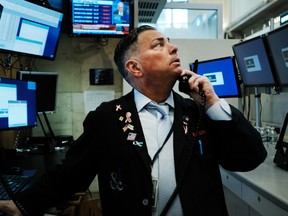 Traders work on the floor of the New York Stock Exchange (NYSE) on March 09, 2020 in New York City.