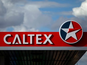 A Caltex sign is seen at a petrol station in Melbourne, Australia.