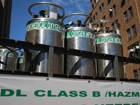 Medical oxygen is delivered to a hospital.