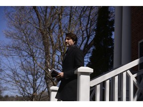 Prime Minister Justin Trudeau addresses Canadians on the COVID-19 pandemic from Rideau Cottage in Ottawa on Thursday, April 23, 2020.
