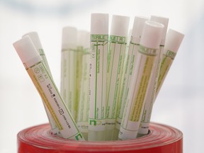 Tubes containing unused throat swabs to test for COVID-19