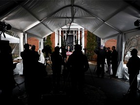 Prime Minister Justin Trudeau speaks during a news conference at Rideau Cottage about efforts to slow the spread of COVID-19.