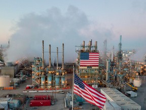 A view of the Marathon Petroleum Corp's Los Angeles Refinery in Carson, California, April 25, 2020 after the price for crude plunged into negative territory for the first time in history on April 20.