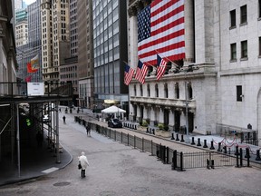 Wall Street stands empty in New York City.