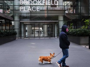 A man walks by a nearly deserted Brookfield Place mall in lower Manhattan on April 17, 2020 in New York City.