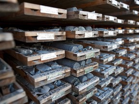 A local geologist's collection of core samples in Cobalt, Ont. First Cobalt’s refinery is located in North Cobalt.