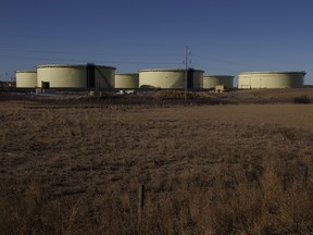 Gibson Energy Inc. oil storage tanks in Hardisty, Alberta.