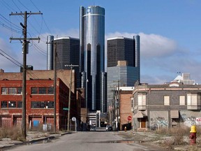 The General Motors world headquarters building is shown May 7, 2009 in Detroit, Michigan. GM posted a $6 billion loss for the 1st quarter of 2009, and announced more plant closures.
