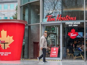 The first Tim Hortons in China opened to long lineups in Shanghai in February, 2019, leaning heavily on Tim Hortons' Canadian roots in the design — with hockey stick door handles and maple leaf lattes.