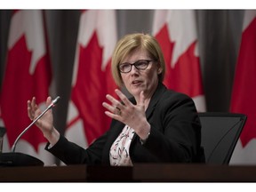 Employment, Workforce Development and Disability Inclusion Minister Carla Qualtrough responds to a question during a news conference Tuesday June 16, 2020 in Ottawa.