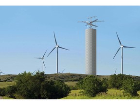 Energy Vault Tower in wind farm. ©Energy Vault All Rights Reserved.