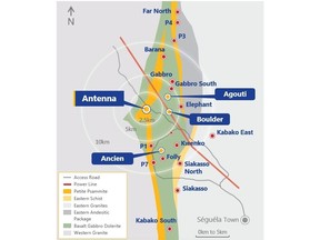 Seguela deposits and satellite targets