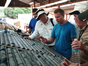 Orea’s CEO, Rock Lefrançois (centre) examining core shack.