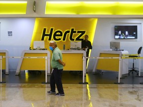 A Hertz rental car counter in Mexico.