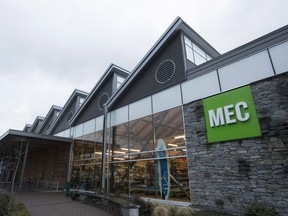 The outside of a Mountain Equipment Co-Op is seen in North Vancouver.