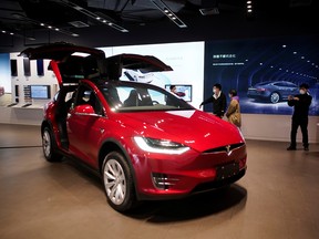 A Tesla showroom at a shopping mall in Wuhan in March.