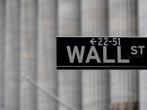 A Wall Street sign near the New York Stock Exchange.