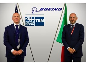 Left to right: Mauro Fioretti (Pietro Rosa TBM - President & CEO),  Antonio De Palmas (Boeing Italy – President)