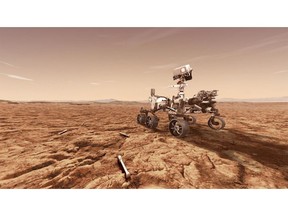 As Perseverance explores, the Maxar-built robotic arm will manipulate, assess, encapsulate, store and release collected Martian soil and rock samples. Image: NASA JPL-Caltech