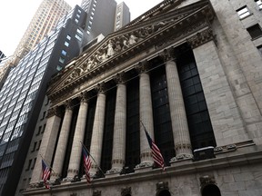The outside of the New York Stock Exchange in New York City.