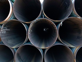 Pipe to be used for the Alberta section of the Keystone XL pipeline.