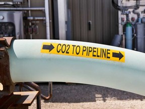 A carbon capture pipe at the Quest CCS project in Fort Saskatchewan.