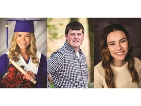Left to right: Alexandria Betcher, Dalton Blanks, and Hope Williams. LP Scholarship 2020-2021 recipients.