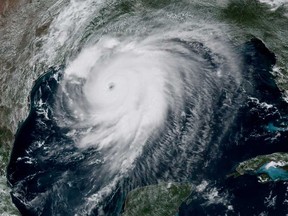 This satellite image shows Hurricane Laura in the Gulf of Mexico moving towards Louisiana on Wednesday.