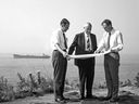Jack, K.C. and Arthur Irving at Canaport, Saint John, New Brunswick, in 1969.