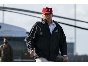 President Donald Trump gives thumbs up while walking to Air Force One upon departure at Chennault International Airport, Saturday, Aug. 29, 2020, in Lake Charles, La. U.S. president Donald Trump's administration has launched an election-year trade probe to look at the impact of Canada's lobster exports on the American industry.