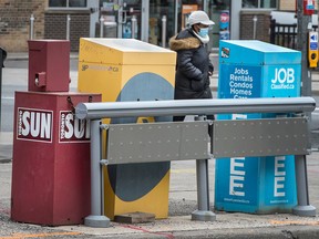 Newspaper boxes in Toronto.