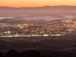 A view of Silicon Valley from Garin Regional Park in San Francisco, California.