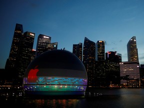 A view of the upcoming Apple store at the Marina Bay Sands in Singapore, Aug. 31, 2020.