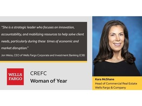 Jon Weiss, CEO of Wells Fargo Corporate and Investment Banking, comments on Kara McShane, Head of Wells Fargo Commercial Real Estate, receiving CREFC's Woman of the Year honor