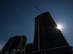 A condo tower under construction in Toronto.