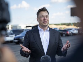 Tesla CEO Elon Musk visits the construction site of the new Gigafactory near Berlin, Germany, on Thursday, Sept. 3, 2020.