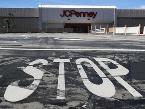 A temporarily closed JCPenney store in San Bruno, California in May 2020. J.C. Penney Co Inc reached a reached a tentative deal with landlords and lenders valued at US$1.75 billion to rescue it from bankruptcy proceedings, averting a liquidation that would have threatened roughly 70,000 jobs.