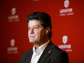 Jerry Dias, president of the Unifor union, listens during a virtual Q&A in Toronto, Ontario, Canada, on Tuesday, Sept. 22, 2020.